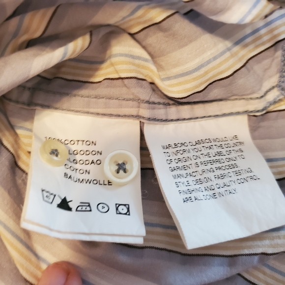 VTG Marlboro classics Blue White Yellow Button Down Shirt L - Picture 6 of 12